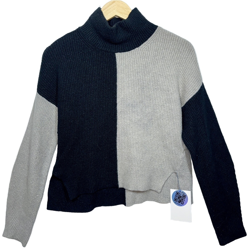Abercrombie & Fitch Gray Knit Colorblock Mock Neck Turtleneck Sweater Size XS